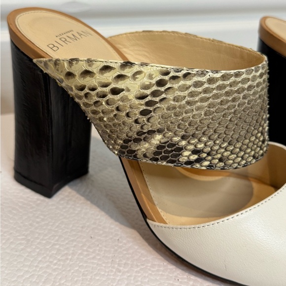 Classic Leather and Python Alexander Birman Block Wedge Heels Sandals - Picture 6 of 7